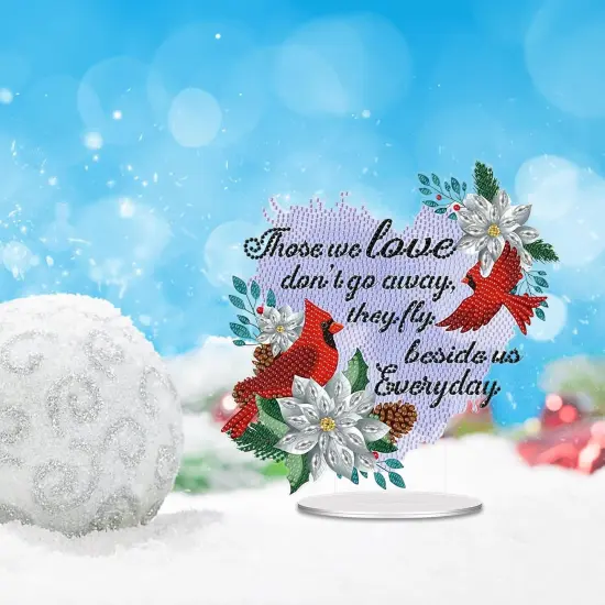 Christmas Cardinal Text Tabletop Diamond Painting Kit {2}