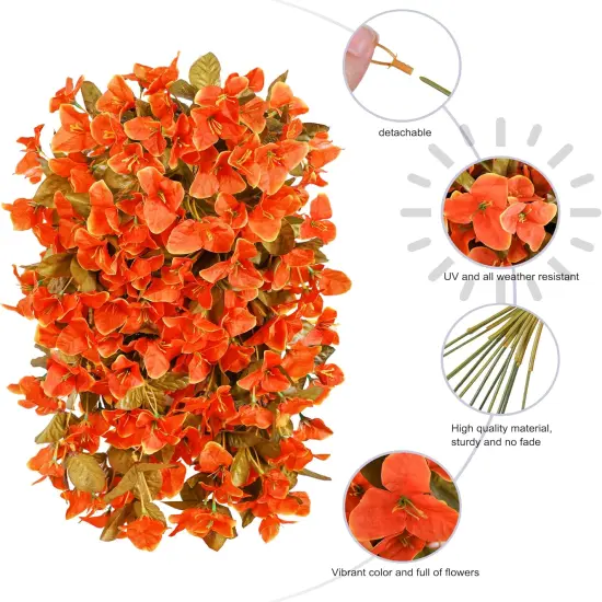 2 Pcs Artificial Fall Orange Bougainvillea Flowers {5}