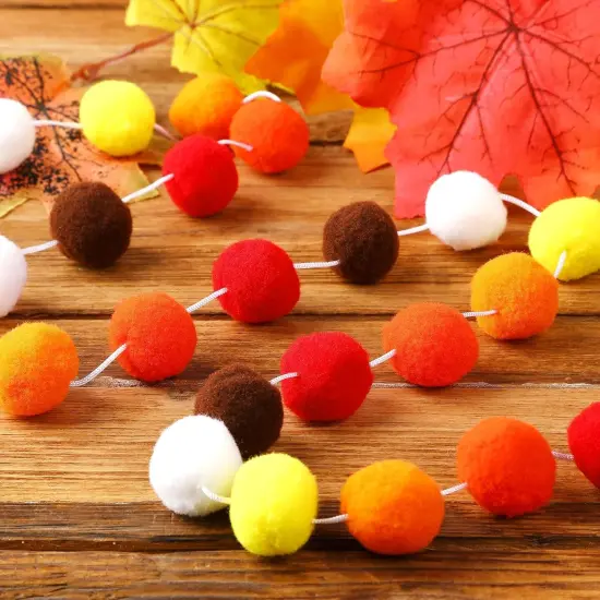 Fall Felt Ball Garlands Decorations {5}