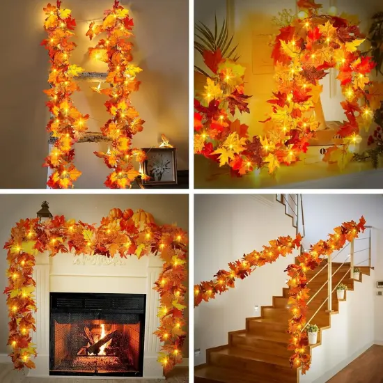 Fall Garland Leafs Lights {5}