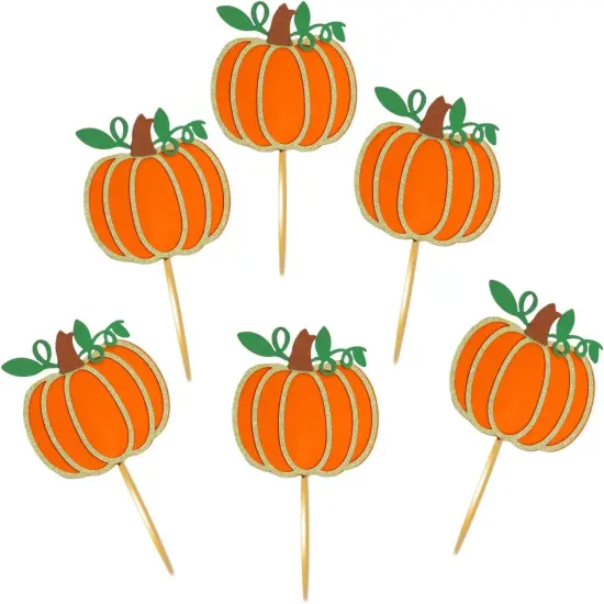 Pumpkin Cupcake Toppers Halloween Party Supplies {2}