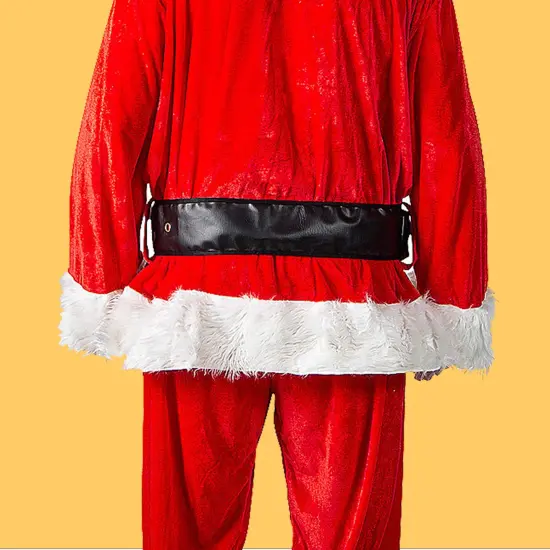 Complete Velour Santa Suit Costume with Beard Hat Gloves and Belt for Holiday Events {6}