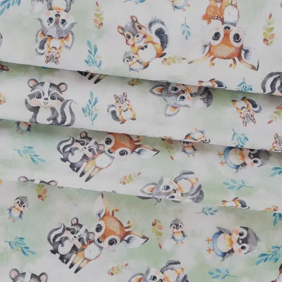 Mook Fabrics Fawn & Friends Printed PUL Fabric [60 in. Wide] - By The Yard Green {2}