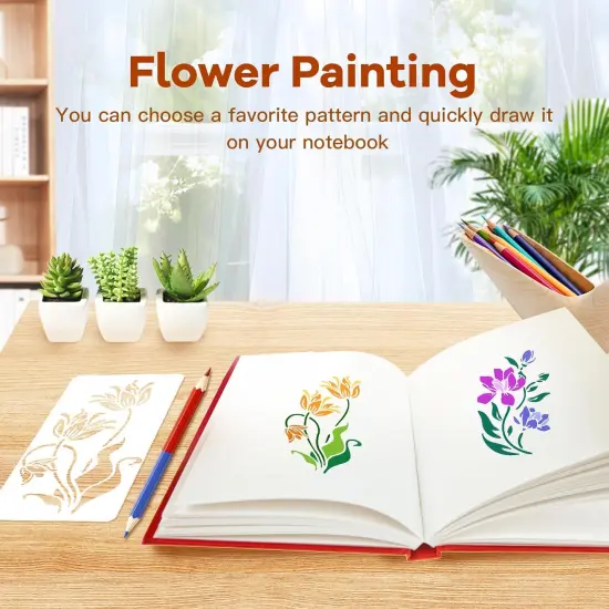 17pcs - Flower Stencils for Painting,Stencils for Crafts Reusable {2}