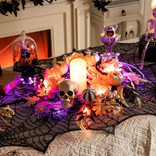 Halloween Wreath for Front Door with Lights {4}