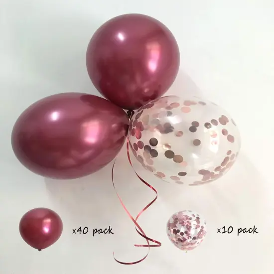 Metallic Burgundy Balloons and Confetti Rose Gold Balloons (Burgundy Rose Gold) {4}