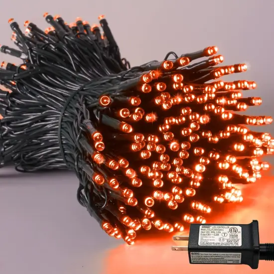 66ft 200 LED Orange Halloween Lights Outdoor Waterproof {1}