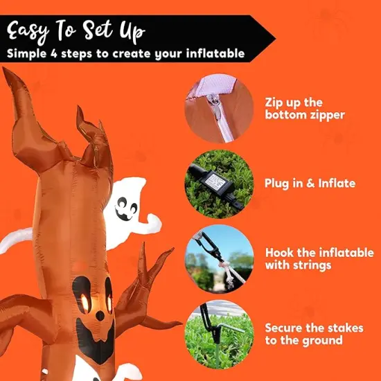 Halloween Inflatable Scary Tree with Ghost Decorations {5}