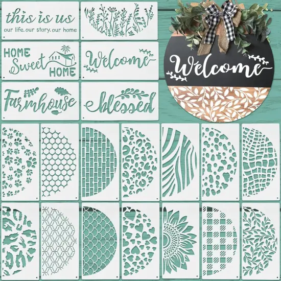 20 Pcs Welcome Stencils for Painting on Wood 11.81 x 5.91'' (Classic) {1}