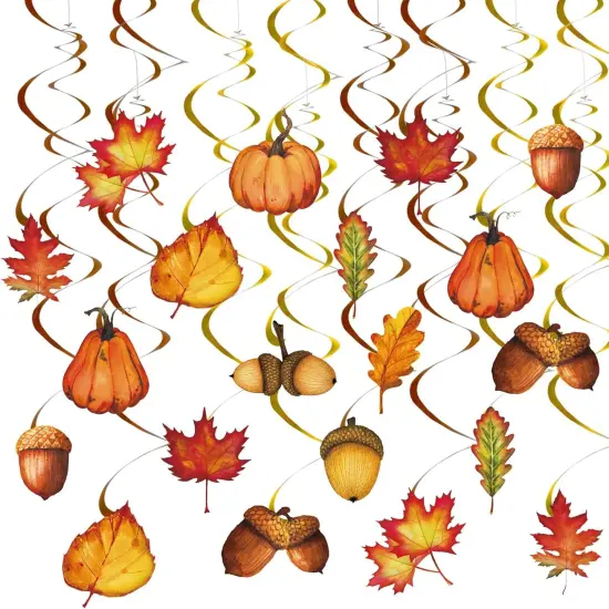 32Pcs Fall Hanging Swirl - Pumpkin, Maple Leaf, and Pinecone {1}
