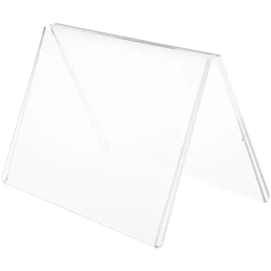 Plymor Clear Acrylic Folded A-Frame Holder for 2 Signs or Photos, 5" H x 7" W x 4.5" D {1}
