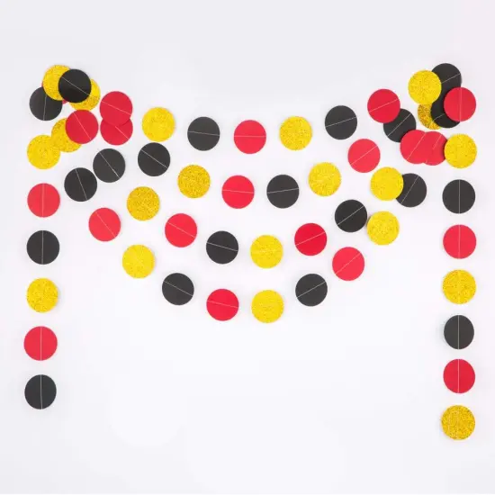 Glitter Garland Circle Dots Hanging Decor - Gold Glitter,Black,Red {4}