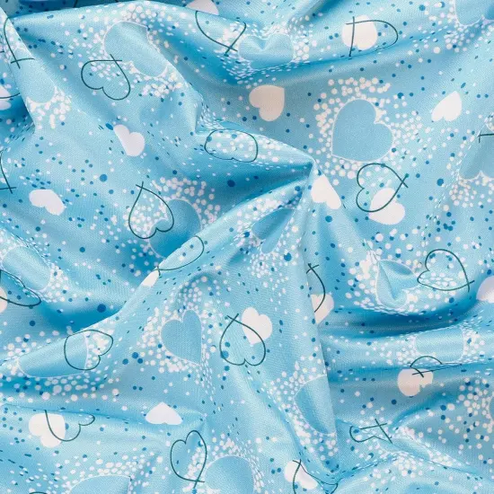 Mook Fabrics Hearts Adored Printed PUL Fabric [60 in. Wide] - By The Yard Blue {2}