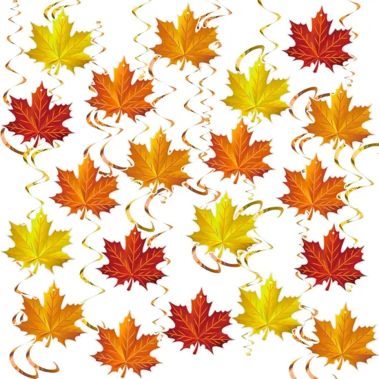 36 Pieces Fall Leaves Hanging Swirls Decorations {1}