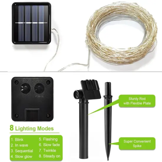 Orange Solar String Lights - 66 Feet 200 LEDs 8 Modes {2}