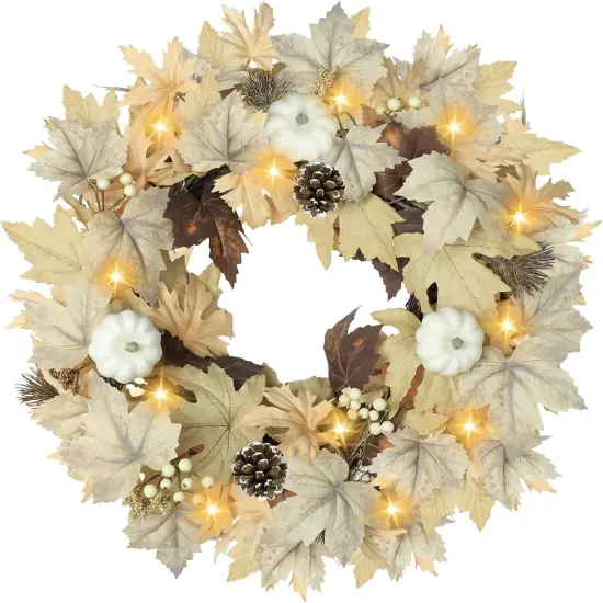Realistic Fall Wreath with Lights {1}