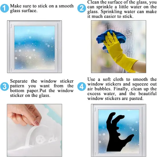 Halloween Window Clings Black Zombie Arm Window Stickers ,7.9 x 11.8 Inch, 9 Sheets {5}