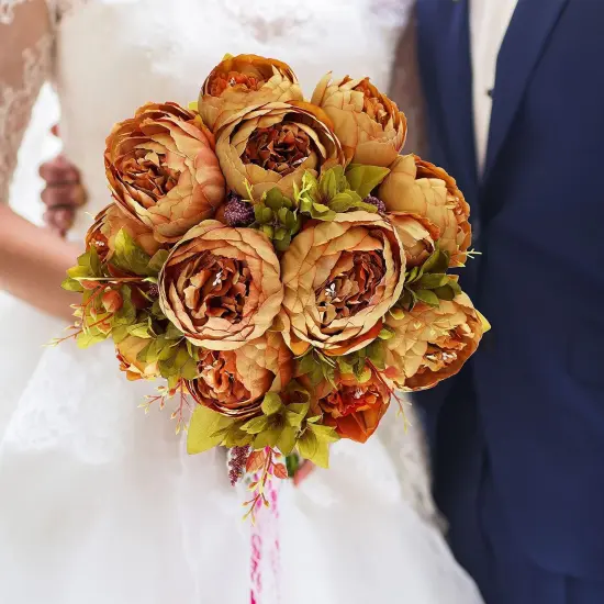 Artificial Silk Peony Vintage Flower Bouquet for Party Home Table Centerpieces {2}