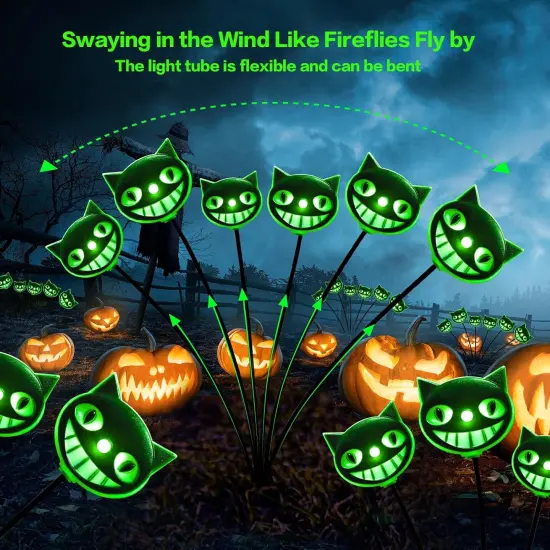 12LED 2PACKS - Halloween Decorations Outdoor Cat Yard Signs(Green) {3}