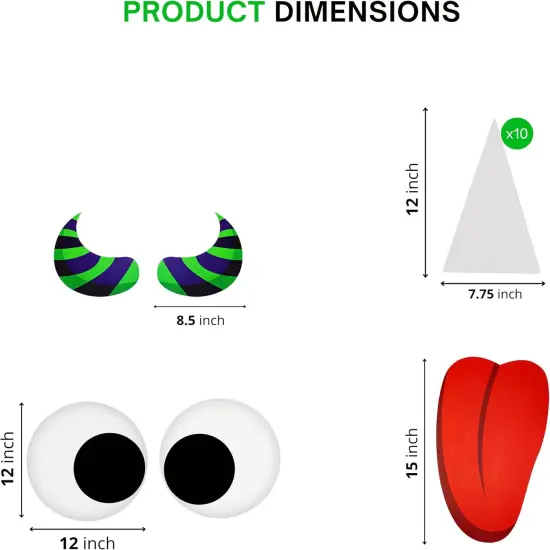 4E's Novelty Monster Trunk or Treat Car Decoration Kit &ndash; Huge Eye Monster Face with Teeth, Tongue, Horns, Waterproof PVC Outdoor Halloween Garage Door & Car SUV Decorations for Kids Party {2}
