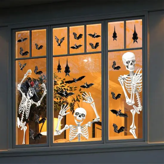 Large Halloween Window Clings, Skeleton Window Stickers {4}