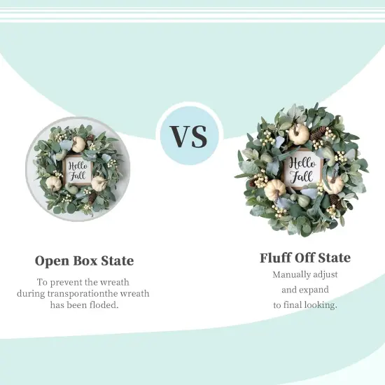 Fall Wreath Pumpkin Wreath Harvest Wreath Green Leaf {6}