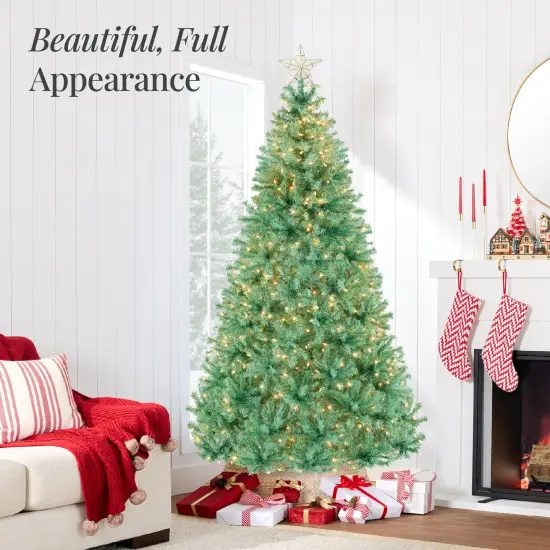 Best Choice Products Pre-Lit Sage Green Christmas Tree, Artificial Full Holiday Decoration w/ Incandescent Lights {3}
