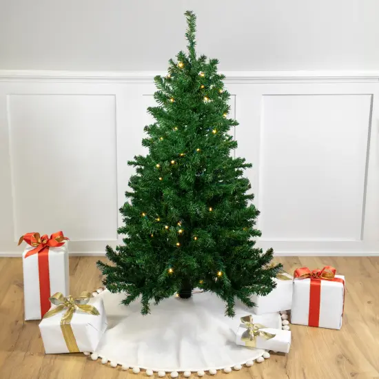 Northlight Pre-Lit Medium Mixed Classic Pine Artificial Christmas Tree - 4' - Warm Clear LED Lights Green {1}
