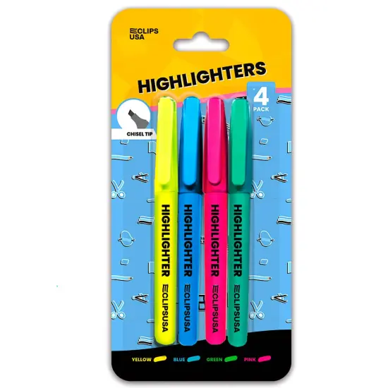 Assorted Colors Fine Tip Highlighters &ndash; 4 Pack &ndash; 48 Sets {1}