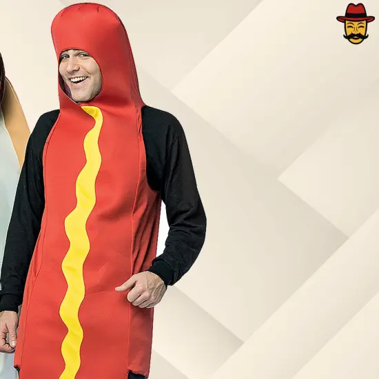 Hot Dog and Bun Couples Costume Set Funny Food Tunics Halloween Party Outfit {5}