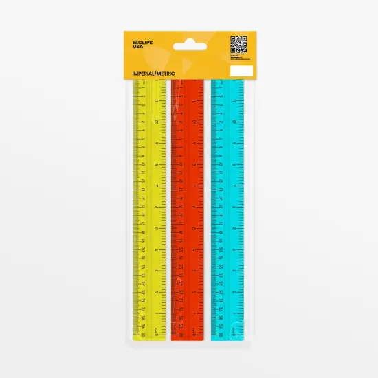 Acrylic Rulers 12" &ndash; 3 Count Assorted Colors &ndash; 48 Sets {2}