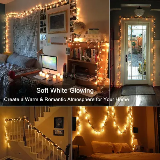 Clear Christmas String Lights - 21.63FT, 100 Count (Warm White-Brown Wire) {3}