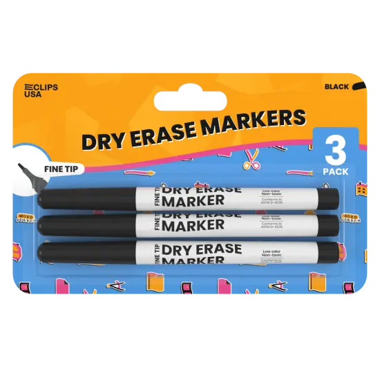 Dry Erase Markers Black Fine Tip &ndash; 3 Pack &ndash; 36 Sets {1}