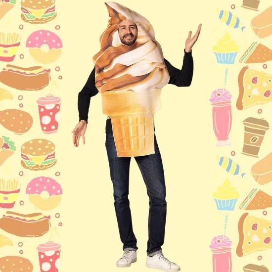 Soft Serve Ice Cream Cone Adult Costume Get Real Tunic Funny Food Outfit Halloween Party {2}