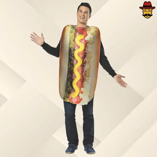 Adult Loaded Hot Dog Halloween Costume Funny One Piece Tunic One Size Fits Most {1}