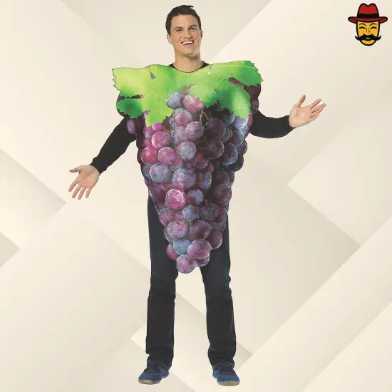 Adult Purple Grapes Costume Funny Fruit Tunic One Piece Halloween Party Outfit {1}