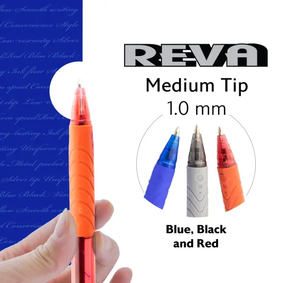 BAZIC Reva Asst. Color Retractable Pen w/ Cushion Grip (8/Pack) {4}