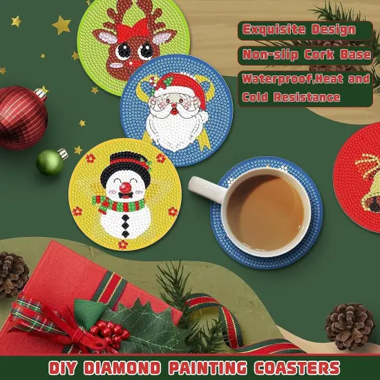 8 Pcs Diamond Painting Coasters with Holder {2}