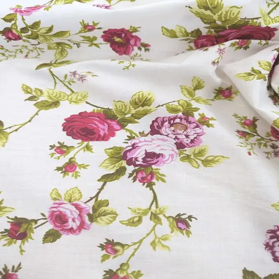 1 Yard Roses Polycotton Fabric Floral Print Medium Weight 59/60 Inch Wide for Sewing and Crafts Teal {3}