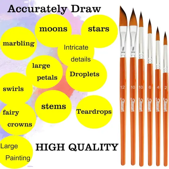 Watercolor Brushes Professional 6PCS Watercolor Paint Brushes for Painting, Cat's Tongue Oval Wash Paint Brush, Dagger, Round Pointed Watercolor Brush for Water Color Acrylics Gouache Ink {2}