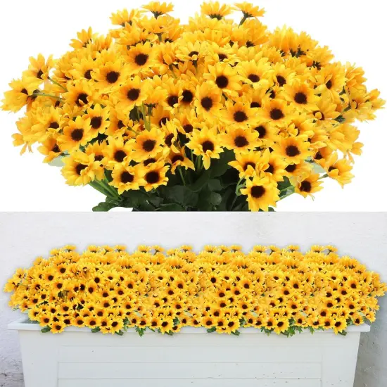 Summer Floral Arrangement - 24 Bundles Artificial Sunflowers with 22 Small Daisies, Faux Silk Flowers for Home, DIY, Table Centerpieces, and Wedding Decor {1}