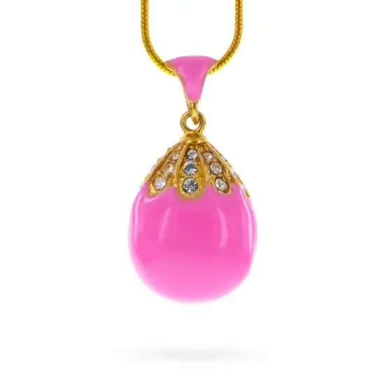 Pink Enamel Royal Egg Pendant Necklace {1}