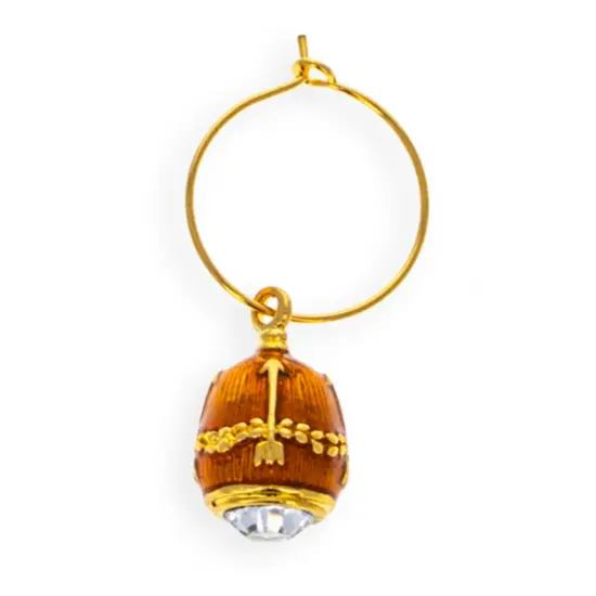 Gold Guilloche Royal Egg Wine Glass Charm {1}