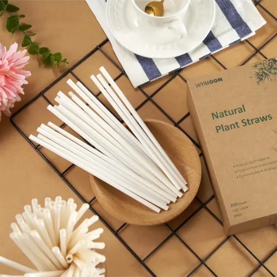 Biodegradable Straws made of Natural Plant | 200 PCS 7.8'' Compostable Eco-Friendly Drinking Straws Disposable | Durable for Hot & Cold Drinks {3}