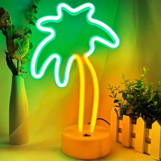 Summer Green Palm Tree Neon Sign &ndash; LED Lamp, USB/Battery Operated, Small {1}