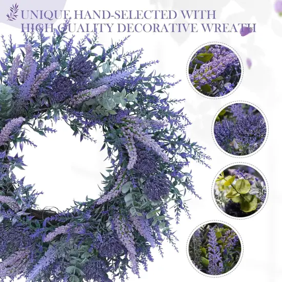 20 Inch Lavender Wreath Artificial Purple Spring Floral Decor {3}