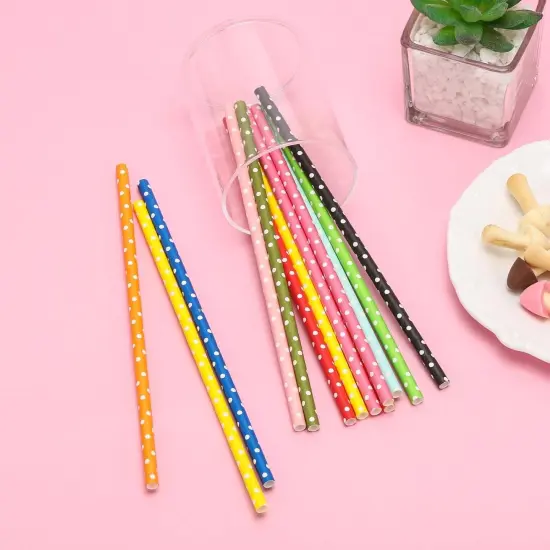 200PCS Multi-Color Biodegradable Paper Straws for Party Supplies,Birthday,Bridal/Baby Shower, Christmas Decorations and Holiday Celebrations (Dot) {3}