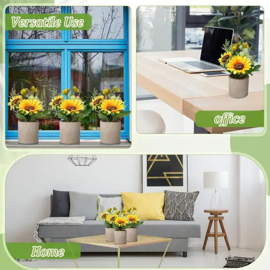 Summer Sunflower Floral Arrangements&ndash; 10 Pcs Artificial Flowers in Rustic Pots, Faux Sunflower Centerpieces for Seasonal Home & Kitchen Displays {5}