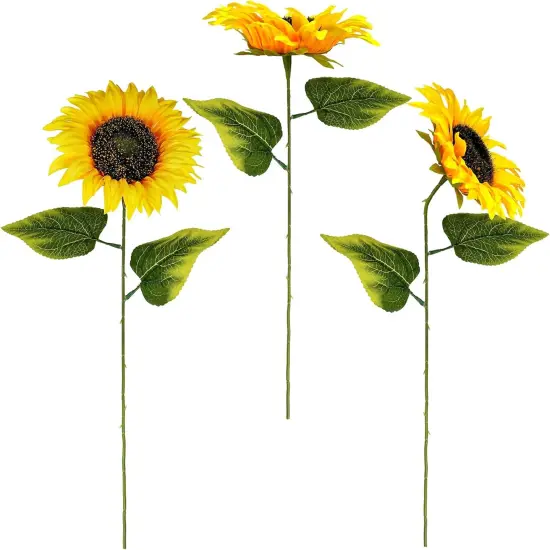 9-Pack Summer Sunflower Stems &ndash; 19.7" Lifelike Yellow Silk Flowers with Long Stems for Vases & Floral Arrangements {2}