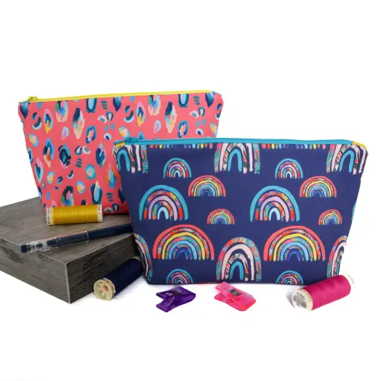 Crosscut Sewing Co.&reg; Zipper Pouch Sewing Project Kit for Beginners with Fabric, Instructions and Video Rainbows {5}
